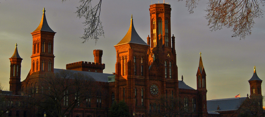 Smithsonian Castle during sunrise